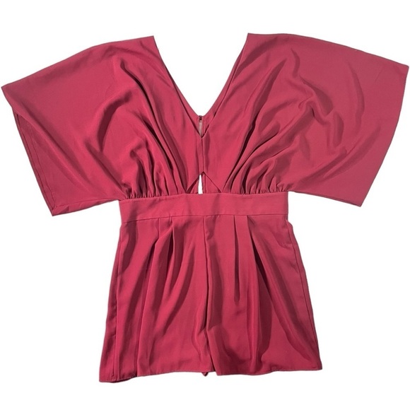 ASOS Bordeaux Kimono Sleeve Cutout Romper sz 12 - Picture 2 of 13